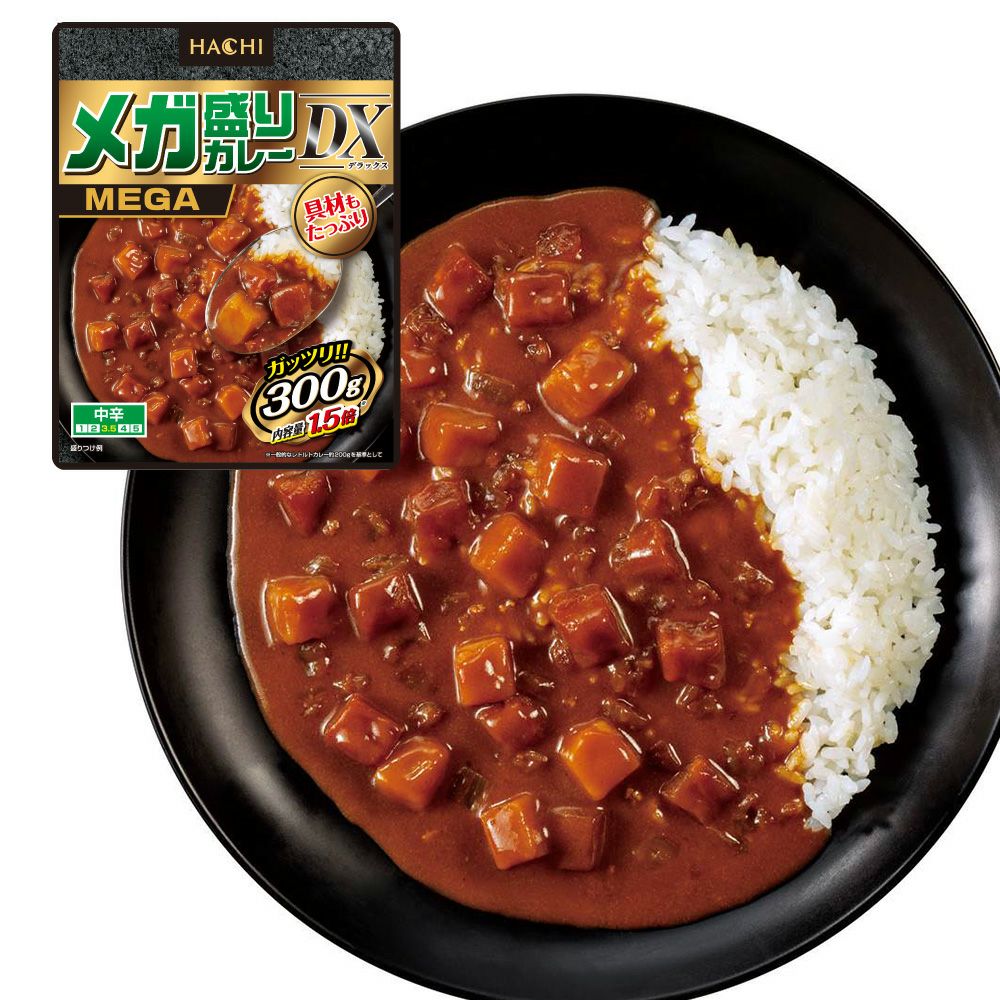 ボリュームたっぷり！】メガ盛りカレーDX 中辛／レトルトカレー 1人前